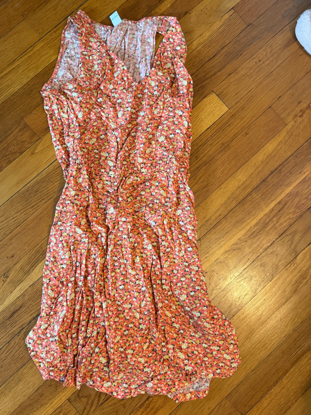 Old Navy Coral Floral Knee Length Dress